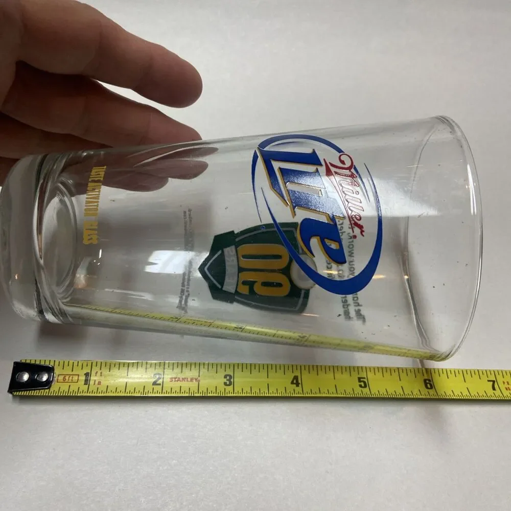 Miller Lite Green Bay Packers Clear Pint Beer Bar Glass 16 oz Standard